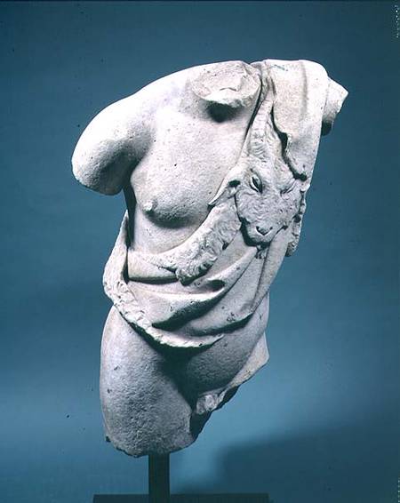 Roman marble torso of a faun or satyr (frontal view) 1st century BC/AD from Anonymous painter