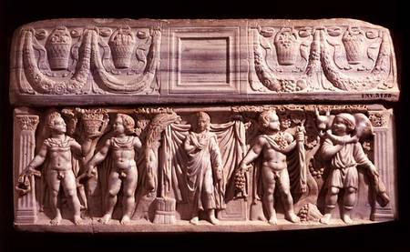 Sarcophagus depicting the deceased and the four seasons, from Carthage,Roman from Anonymous painter