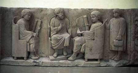 School scene, from Neumagen,Roman relief panel from Anonymous painter