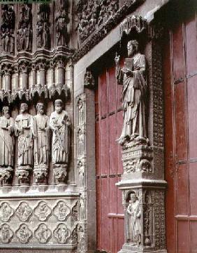 Central Portal of the West Facade depicting The Last Judgement, detail of statues of the Apostles,th