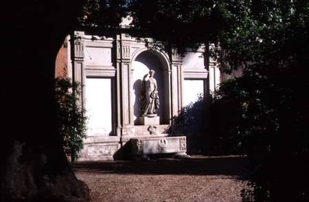 View of the gardendetail of fountain with a statue of Venus and Roman sarcophagus from Anonymous painter