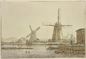 Drei Windmühlen bei Amsterdam