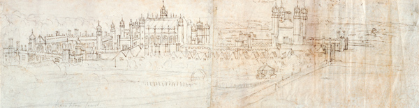 View of Hampton Court from the North, from 'The Panorama of London' from Anthonis van den Wyngaerde