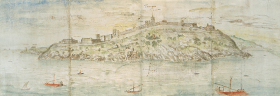 Panoramic View of Tarragona, Spain  and from Anthonis van den Wyngaerde