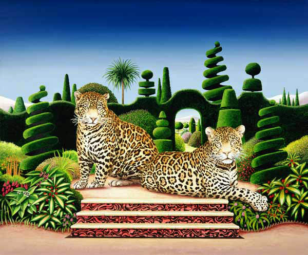 Jaguars in a Garden, 1986 (acrylic on board)  from Anthony  Southcombe