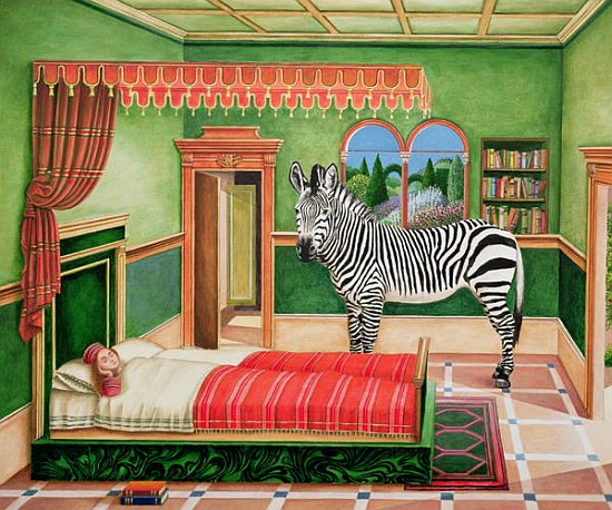 Zebra in a Bedroom, 1996 (acrylic on board)  from Anthony  Southcombe