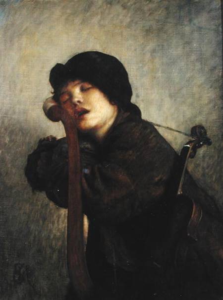 The Little Violinist Sleeping from Antoine Auguste Ernest Herbert or Hebert