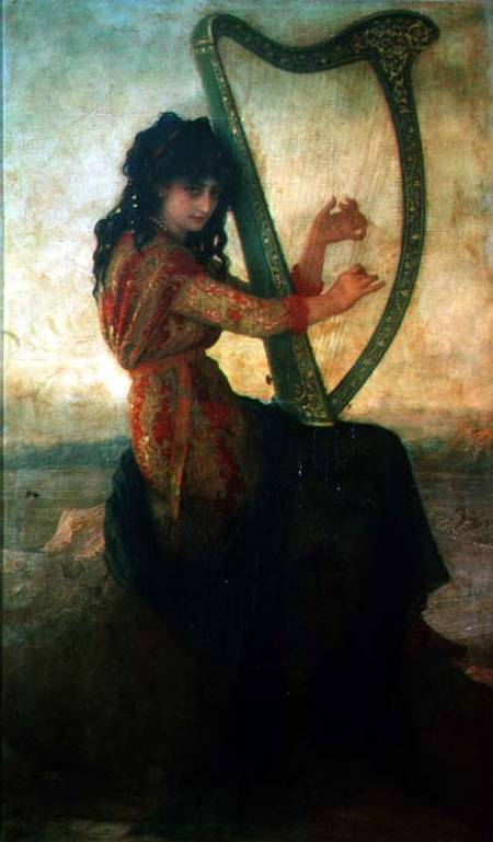 Muse Playing the Harp from Antoine Auguste Ernest Herbert or Hebert