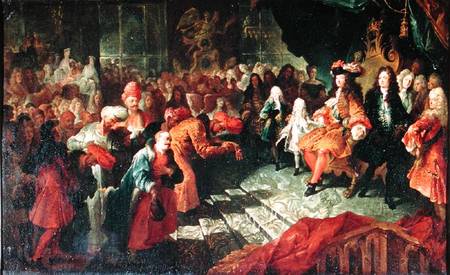 Louis XIV (1638-1715) receiving the Persian Ambassador Mohammed Reza Beg in the Galerie des Glaces a from Antoine Coypel