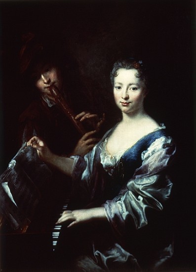 Lady playing a spinet and a flautist from Antoine Pesne