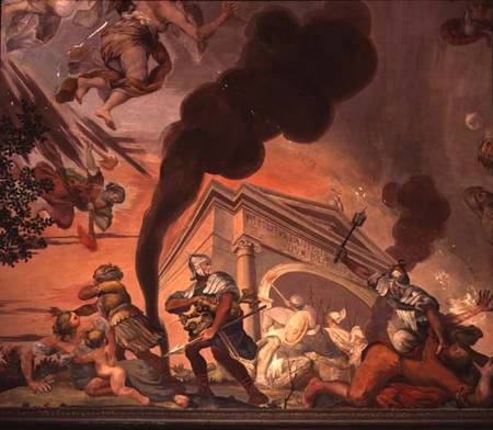 The Triumph of Peace Over War, detail of soldiers looting a temple, from the ceiling of the main hal from Anton Agelo Bonifazi