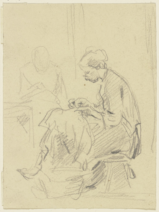 Sitting woman, seamstress from Anton Burger