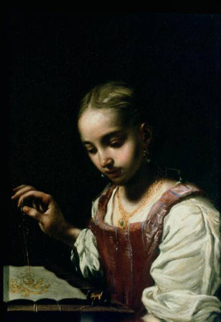 A Girl Sewing from Antonio Amorosi