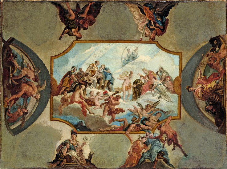 Reverence to Johann Wilhelm, Elector Palatine. Design for a Ceiling Painting for Bensberg Castle from Antonio Bellucci