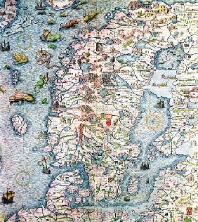 Scandinavia, detail from the Carta Marina da Olaus Magnus