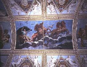 The Personification of Night riding across the sky in a chariot, ceiling painting