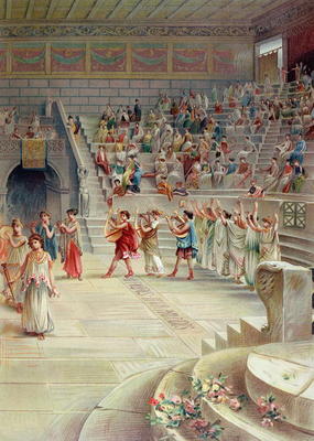 A Music Festival in Pompeii (colour litho) from Antonio Niccolini
