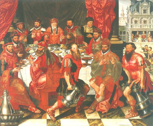 Banquet (the council menbers of Brügge?/ banquet of the king Ahasver or Aartaxerxes from Antoon Claeissens