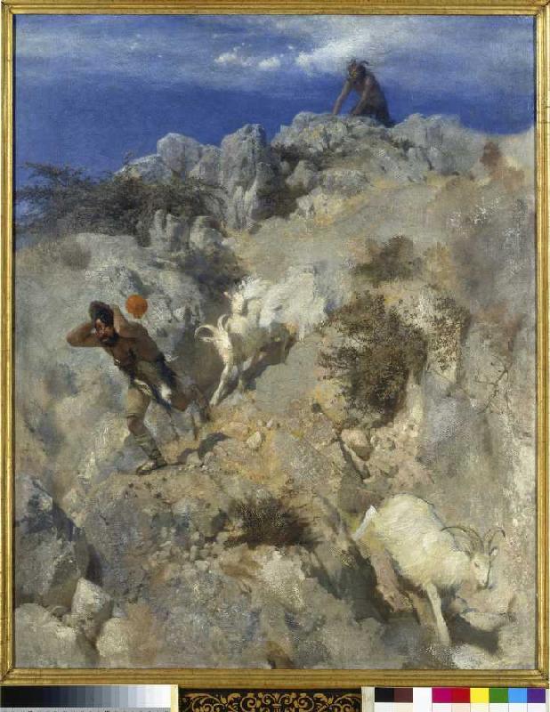Pan frightens a shepherd from Arnold Böcklin