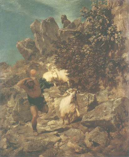 Pan frightens a herdsman ll from Arnold Böcklin