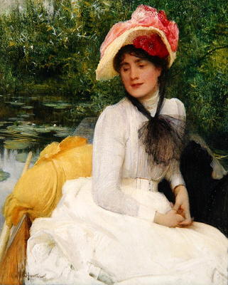 Girl in a Punt (oil on canvas) from Arthur Hacker
