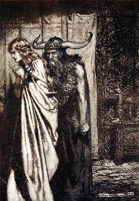 O wife betrayed I will avenge they trust deceived! Illustration for "Siegfried and The Twilight of t