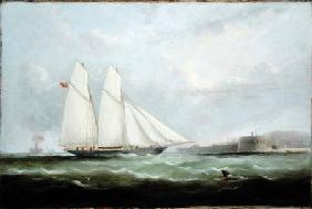 Schooner Yacht 'Esmeralda' Approaching Cherbourg