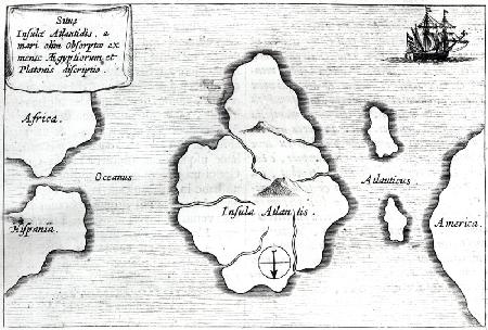 Map of Atlantis, from ''Mundus Subterraneus'', 1665-68