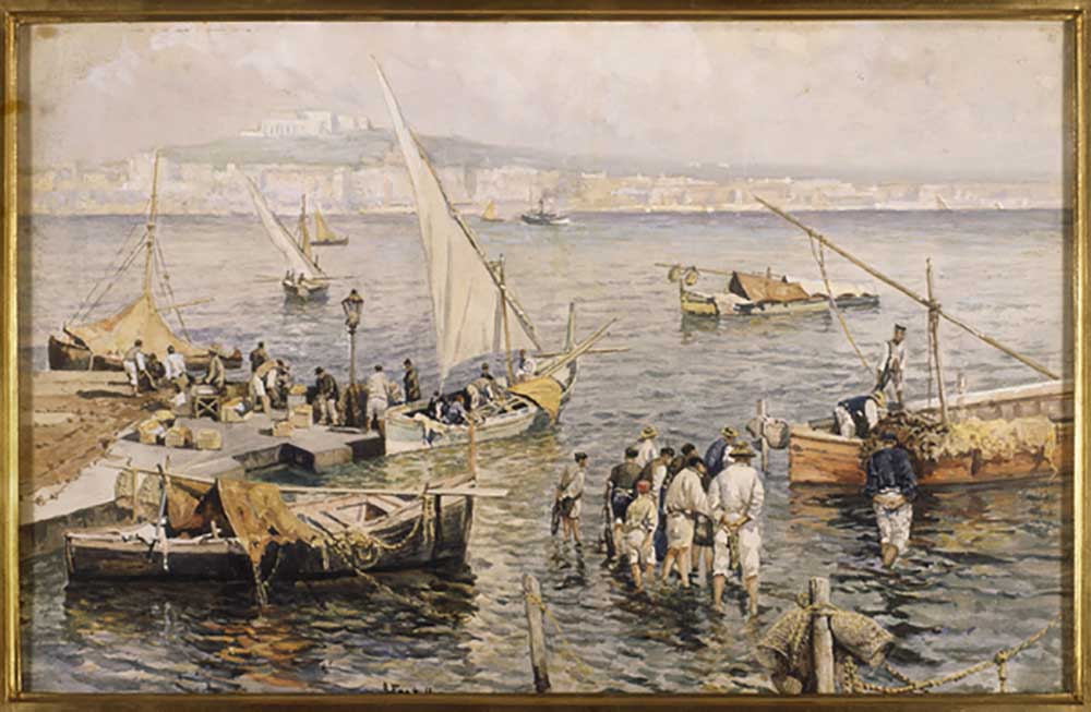 Marina with fishermen (watercolour) from Attillo Pratella