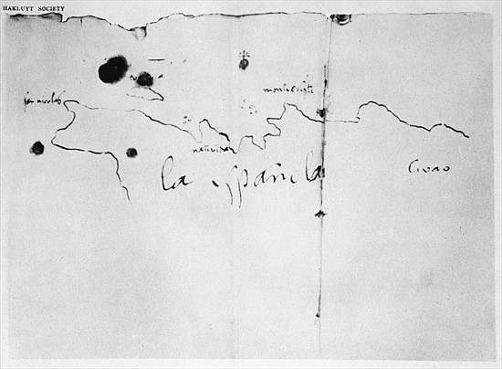 Sketch of the coast of Espanola, drawn Columbus on the first voyage, from the original in the posses from (attr.to) Christopher Columbus