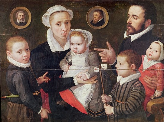 Portrait of a family: parents with their children and ancestors from (attr. to) Frans Menton d'Alkmaar