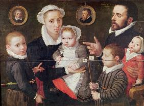 Portrait of a family: parents with their children and ancestors