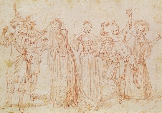 Group of Comic and Tragic Actors from (attr. to) Jean Antoine Watteau