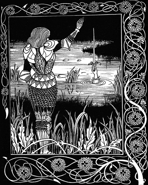 Arthur Learns of the Sword Excalibur. Illustration to the book "Le Morte d'Arthur" by Sir Thomas Mal from Aubrey Vincent Beardsley
