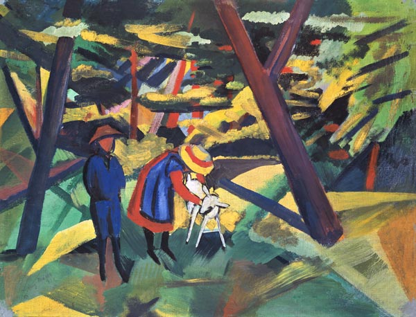 Children with goat in the woods. from August Macke