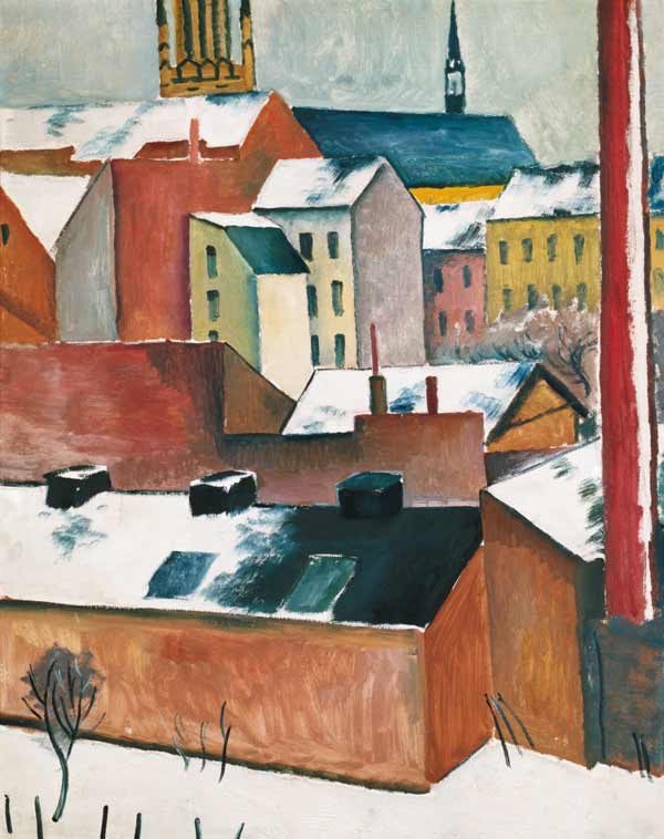 St. Mary's church in the snow from August Macke