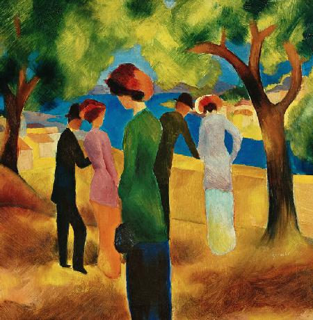 Lady in a green jacket - August Macke