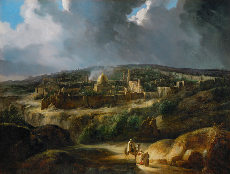 View of Jerusalem from the Valley of Jehoshaphat from Auguste Forbin