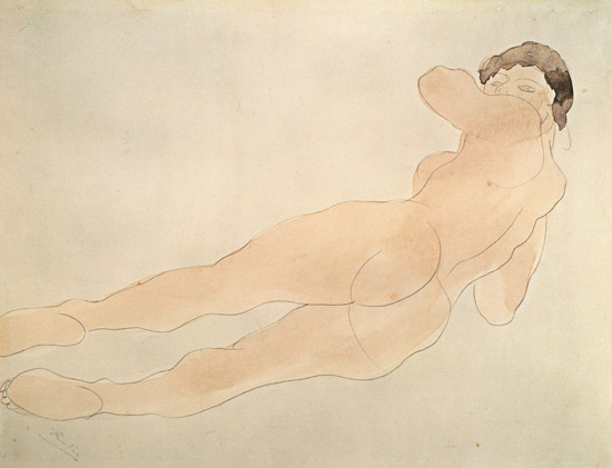Auf dem Bauch liegender Frauenakt from Auguste Rodin