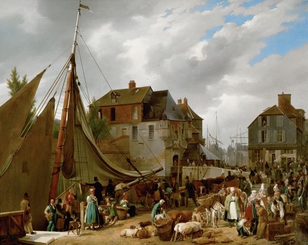 Loading Livestock onto the 'Passager' in the Port of Honfleur from Auguste-Xavier Leprince