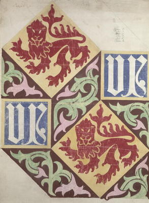 Floor design for the Houses of Parliament (gouache & pencil on paper) from Augustus Welby Northmore Pugin
