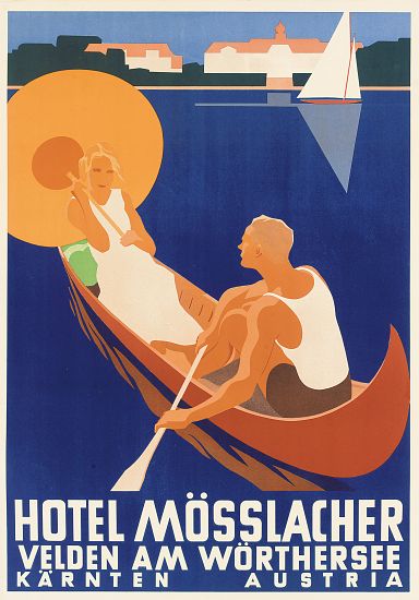 Poster advertising Hotel Mosslacher in Austria from Austrian School, (20th century)