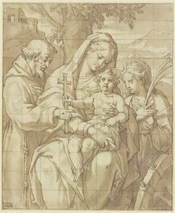 Madonna mit Kind, dem Heiligem Franziskus und der Heiligen Katharina from Baldassare Peruzzi