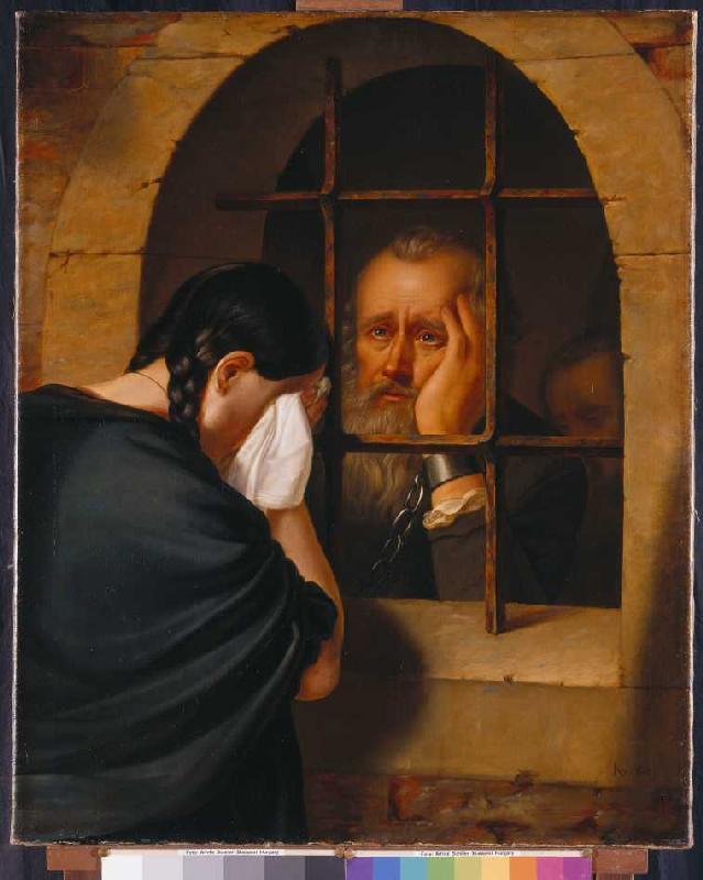 Farewell of the Sándor Jablonczai to his daughter at the window of the dungeon in Leopoldvár from Balint Kiss