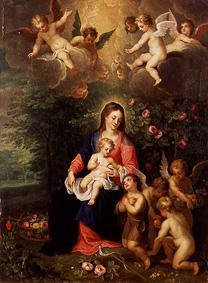 Madonna with child and surrounded, the Johannesknaben, by angels from Balthasar Beschey