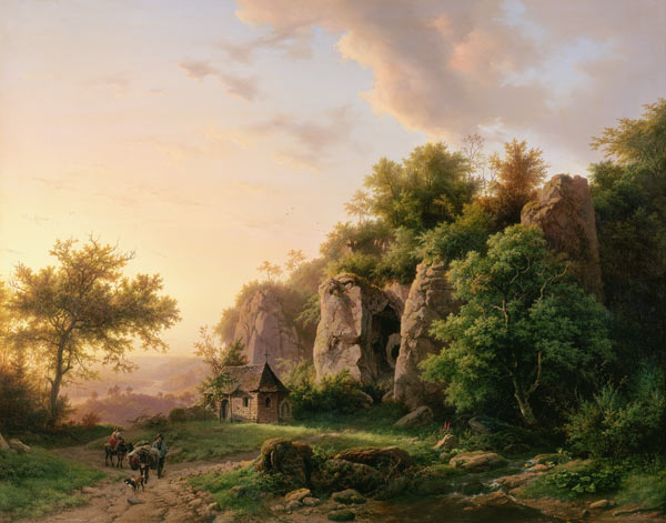Rock landscape with chapel from Barend Cornelisz. Koekkoek