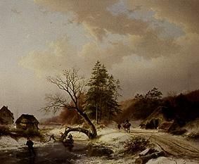Winter landscape with brushwood collectors from Barend Cornelisz. Koekkoek