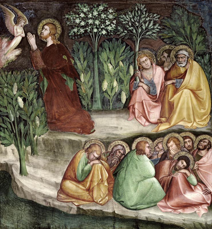 Christ in the Garden of Gethsemane, from a series of Scenes of the New Testament (fresco) from Barna  da Siena