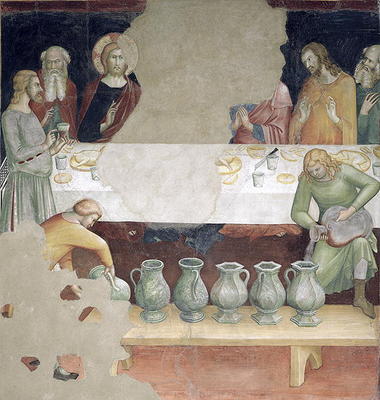 The Marriage at Cana, from a series of Scenes of the New Testament (fresco) from Barna  da Siena
