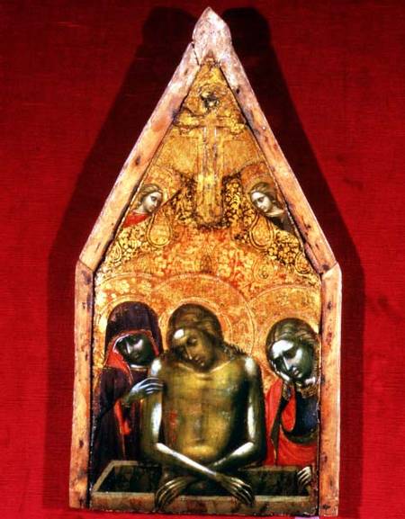 Pieta (tempera on panel with applied textile) from Barnaba da Modena